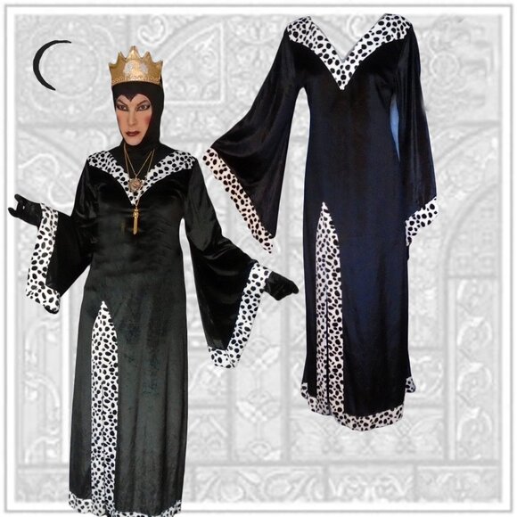 Women's Costume for Evil Queen + Crown with Blinking Lights - Picture 1 of 9